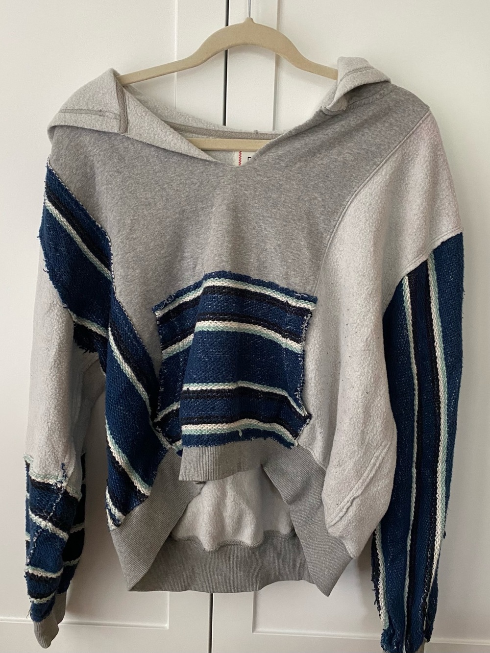 Casual Striped Blue & Gray Hoodie